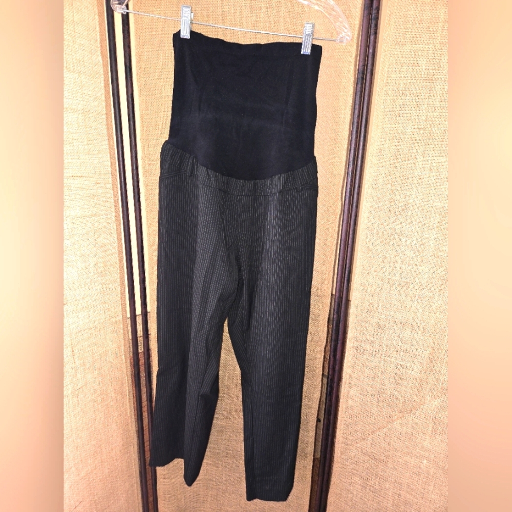 Women's Motherhood Maternity Black Pinstripe Pants Size XL - Picture 1 of 12